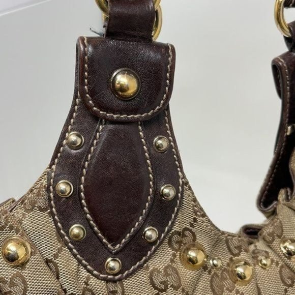 Gucci Pelham Guccissima Canvas Studded hobo shoulder bag 203624 - Picture 5 of 16